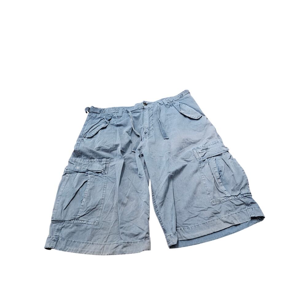 Decibel Men's Cargo Shorts Size 36 Blue Gray Cotton Drawstring Utility Pockets